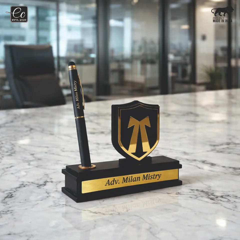 Premium Advocate Desk Organizer with Name & Pen Holder – Personalized